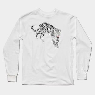 Stylish Black & Pink Leopard Animal White Design Long Sleeve T-Shirt